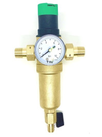 Фильтр промывной с редуктором и манометром TIM (гор.вода) 1/2&quot;