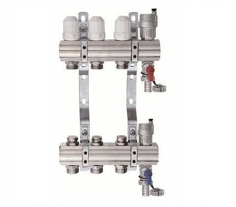 Коллекторная группа 1"-3/4", 3 хода латунный корпус без расходомера и кранов TIM  KB003