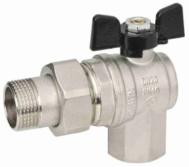 Кран шаровой Bugatti угловой с американкой Внутренний-Наружный 0594 1/2&quot;